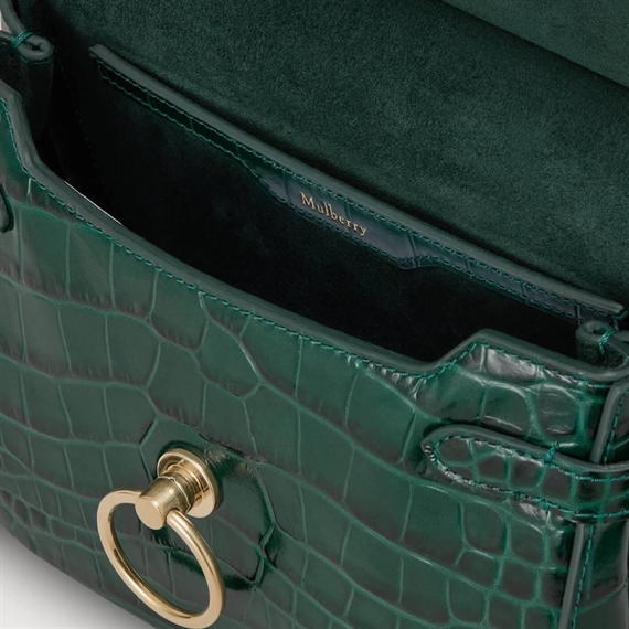 Mulberry Small Amberley Satchel Emerald Shiny Croc